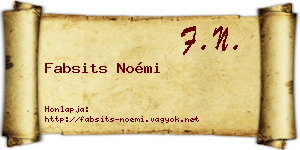 Fabsits Noémi névjegykártya